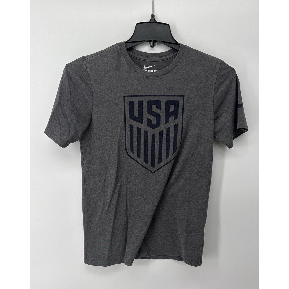 Nike Men's USA Soccer Crest Short Sleeve T-Shirt Gray Size Small Athletic Cut